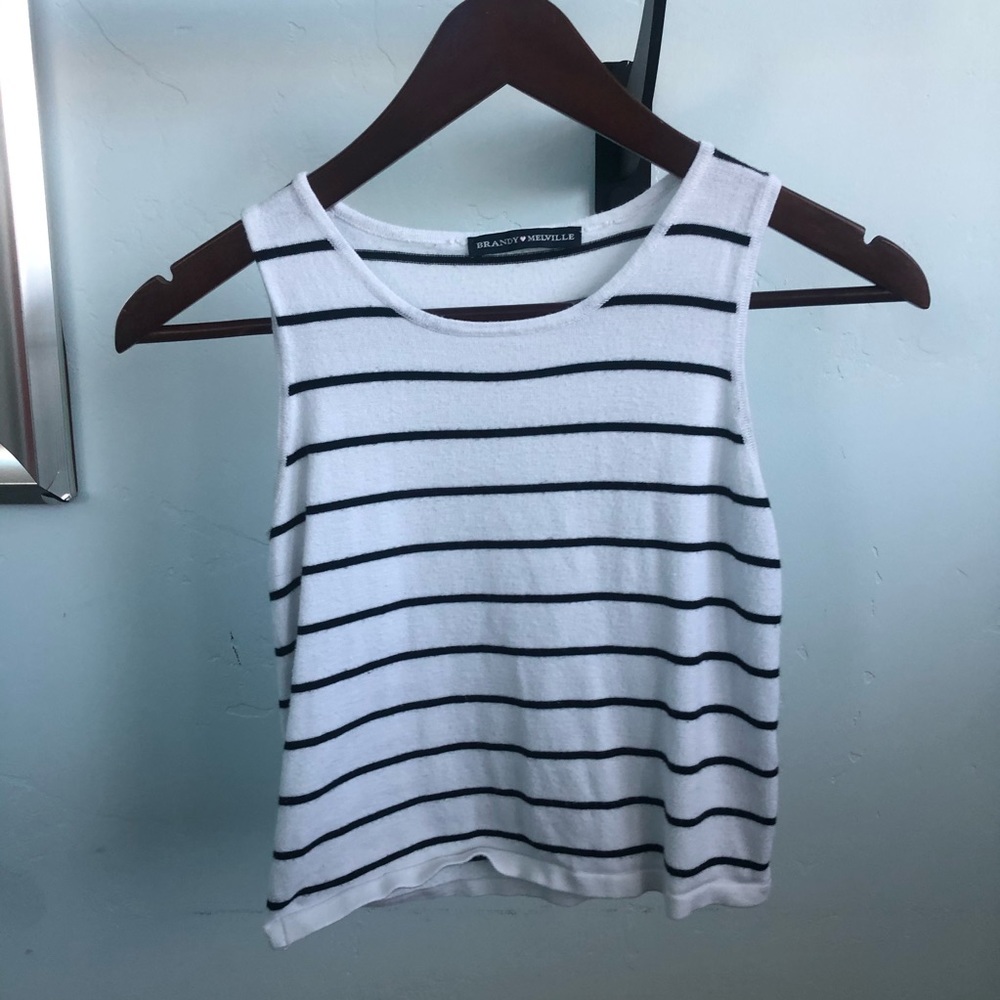 black and white striped brandy tank